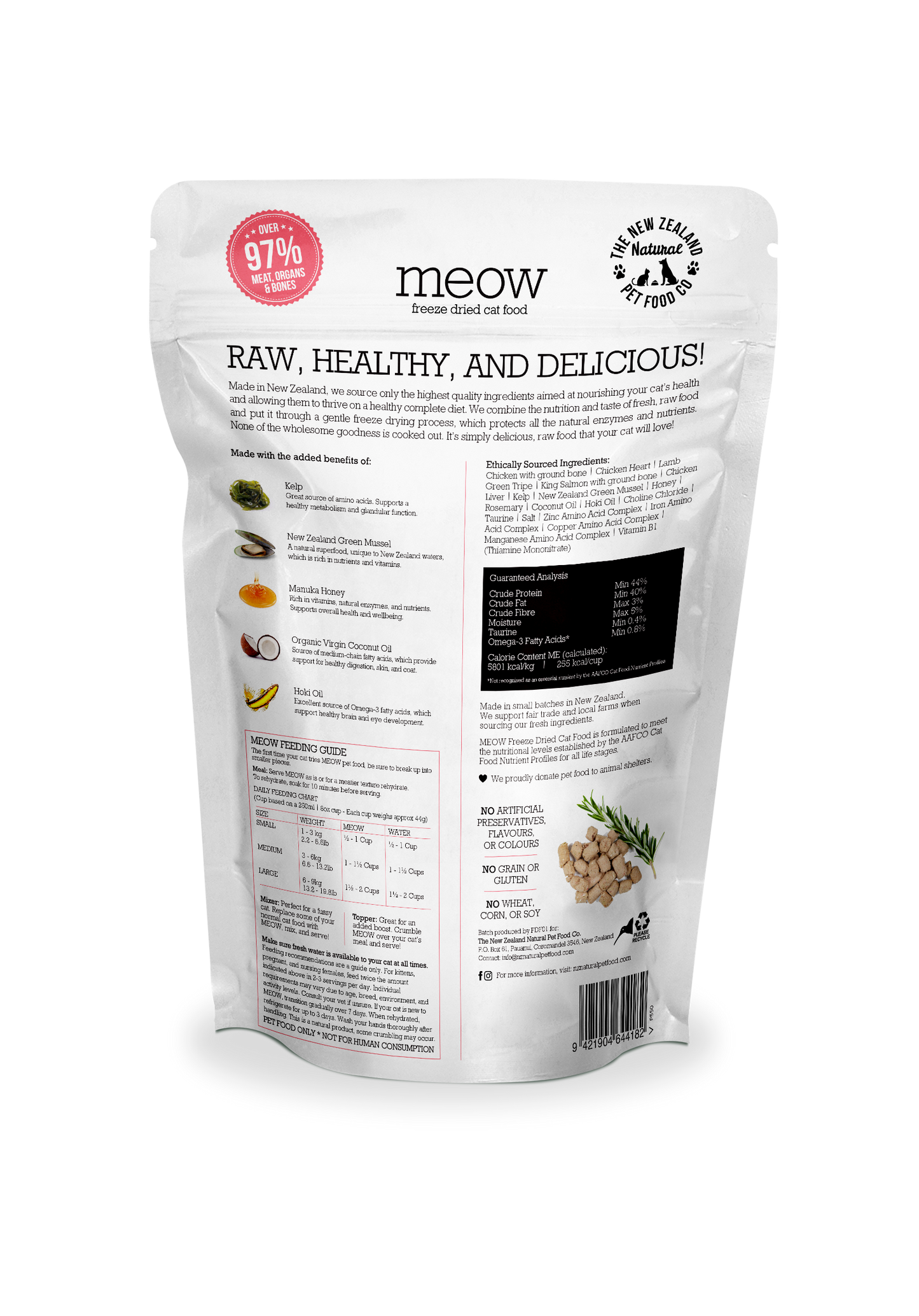 Meow Chicken & King Salmon Freeze Dried Cat Food: 1.76oz