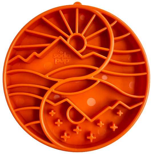 Yin Yang Design Shallow eTray Enrichment Slow Feeder Tray for Dogs: Orange