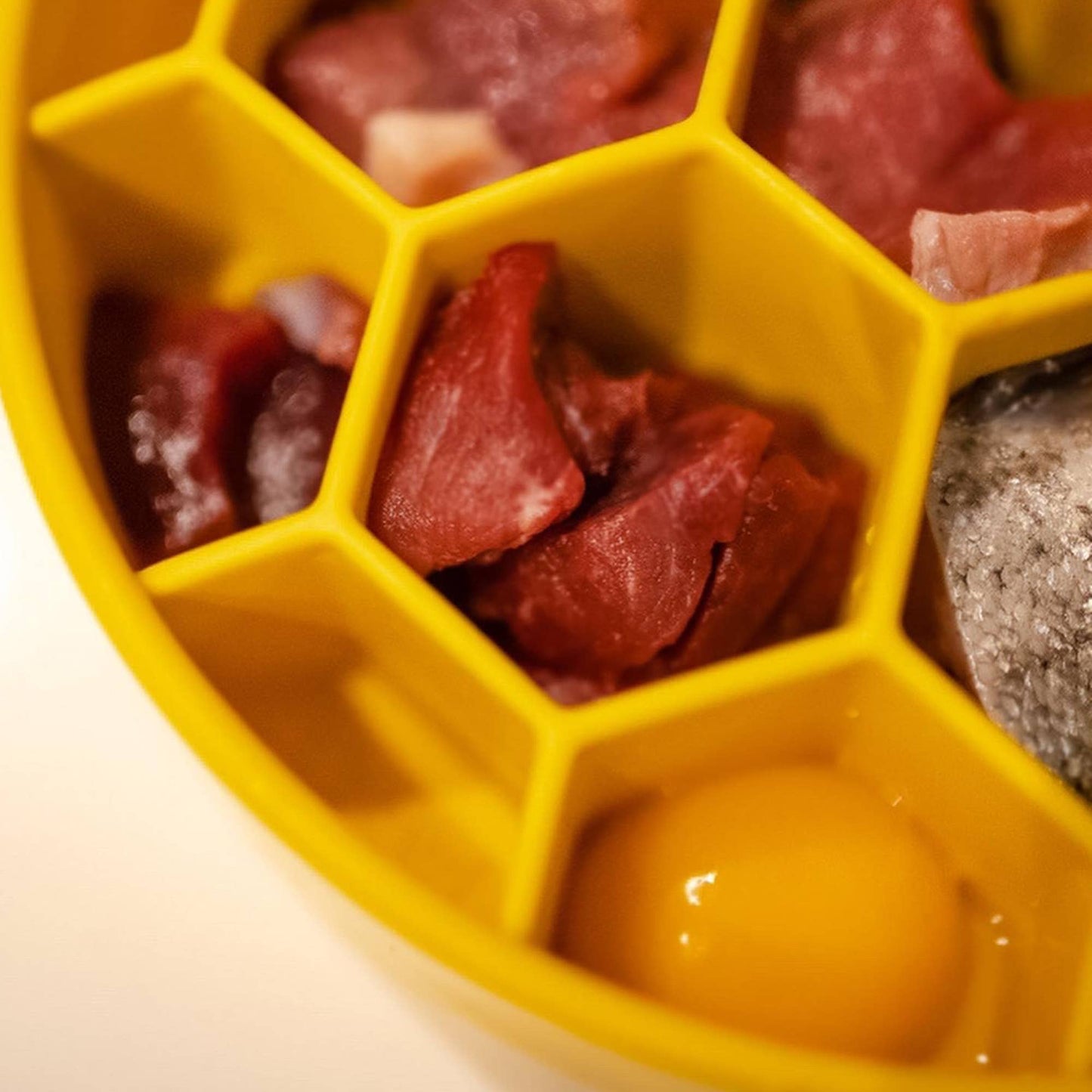 Honeycomb Design eBowl Enrichment Slow Feeder Bowl for Dogs: Yellow