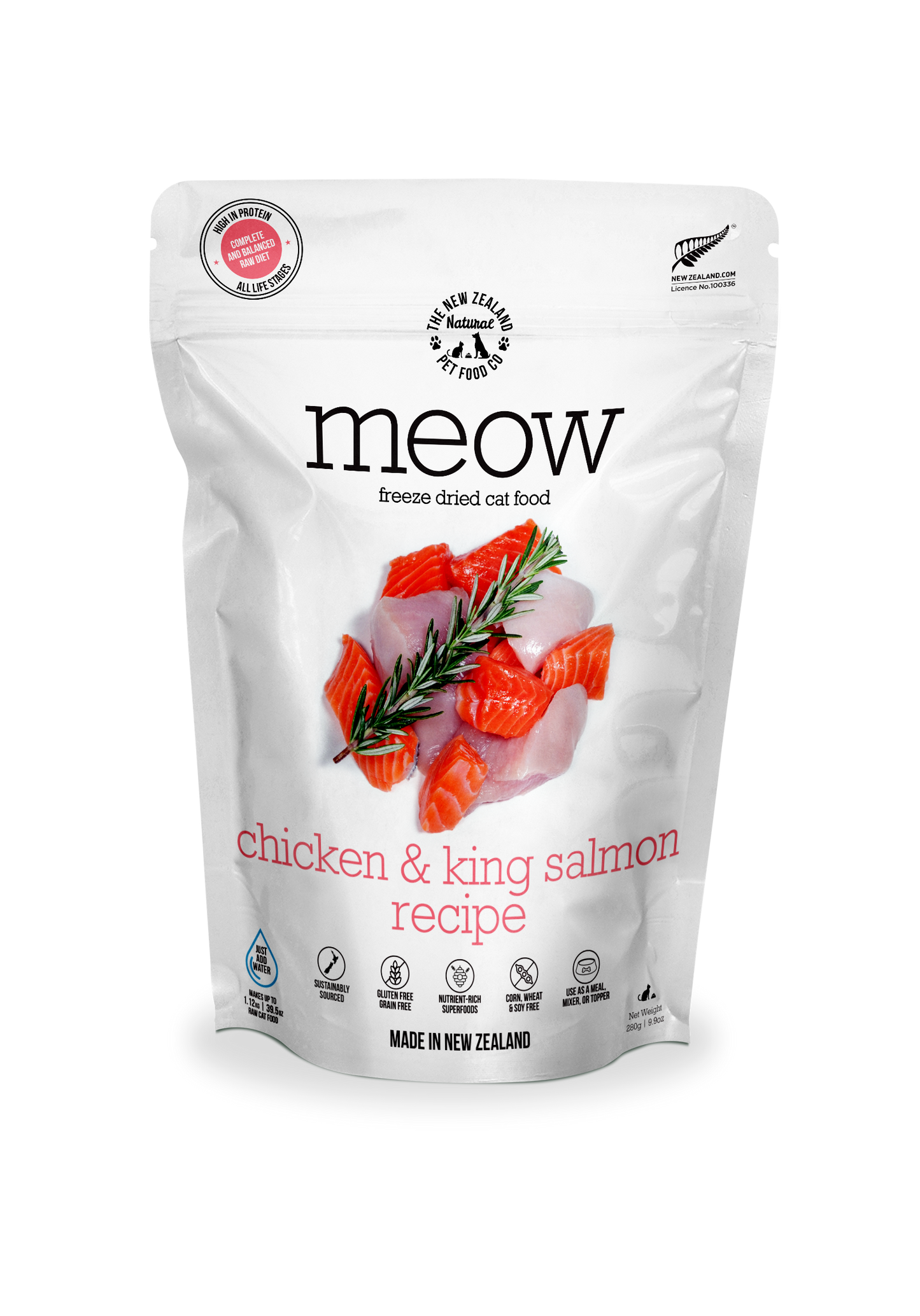 Meow Chicken & King Salmon Freeze Dried Cat Food: 1.76oz