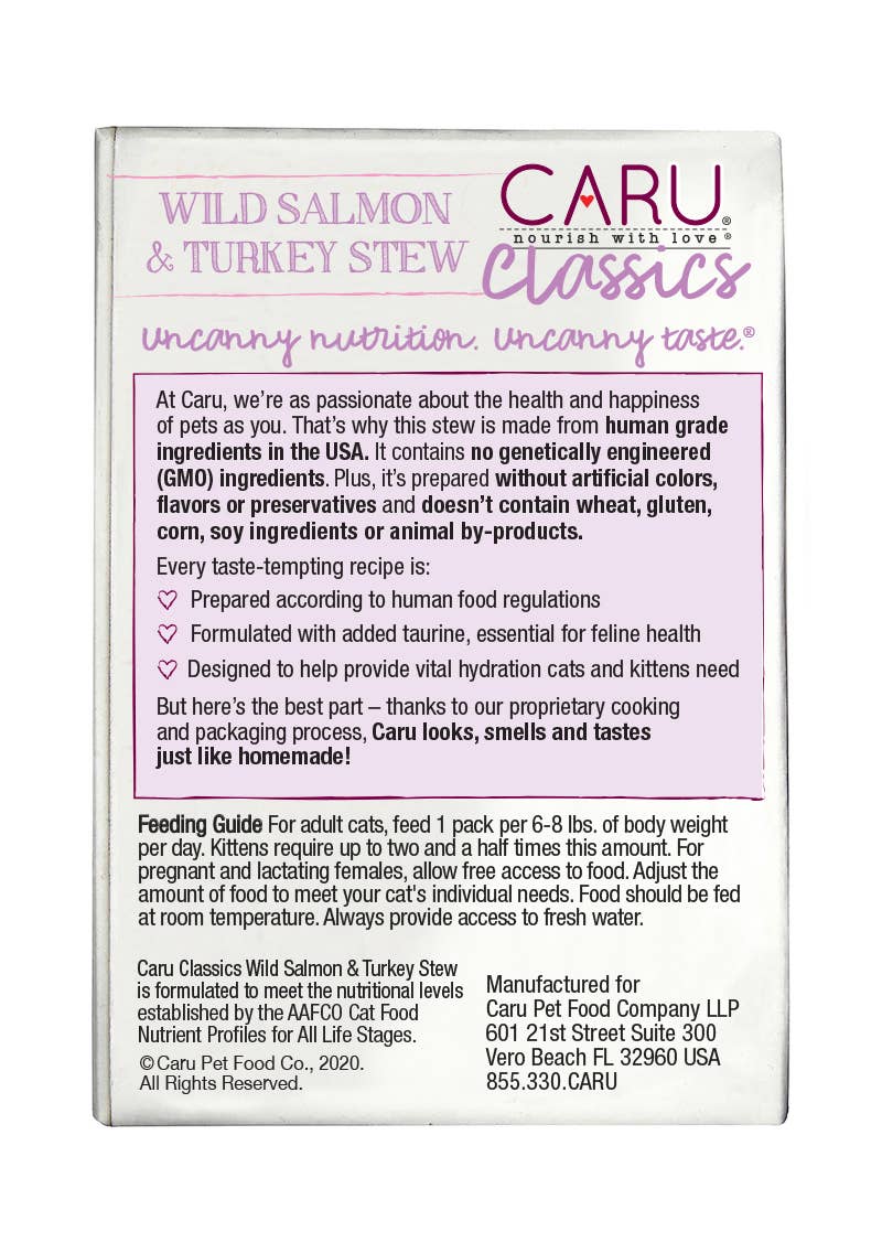 Caru Classics Wild Salmon & Turkey Stew for Cats