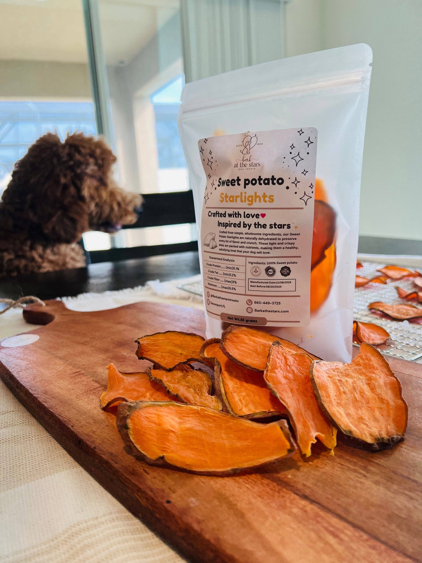 Sweet potato starlights | Sweet potato chews dog treats | 100% sweet potato dehydrated: 2oz