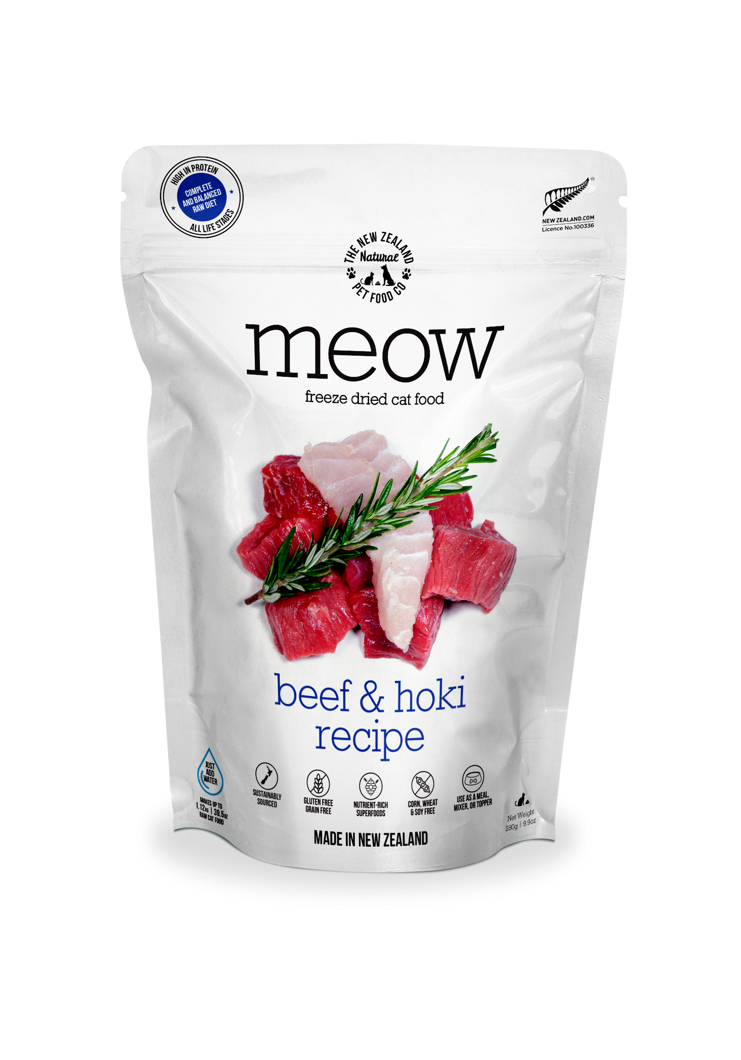 Meow Beef & Hoki Freeze Dried Cat Food 1.76oz