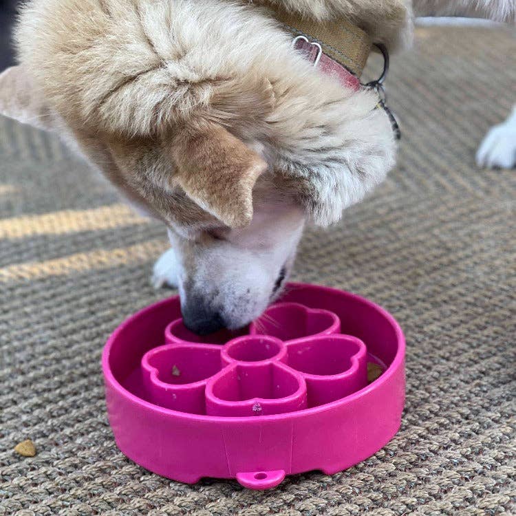 Flower Design eBowl Enrichment Slow Feeder Bowl for Dogs: Flower Bowl - Pink