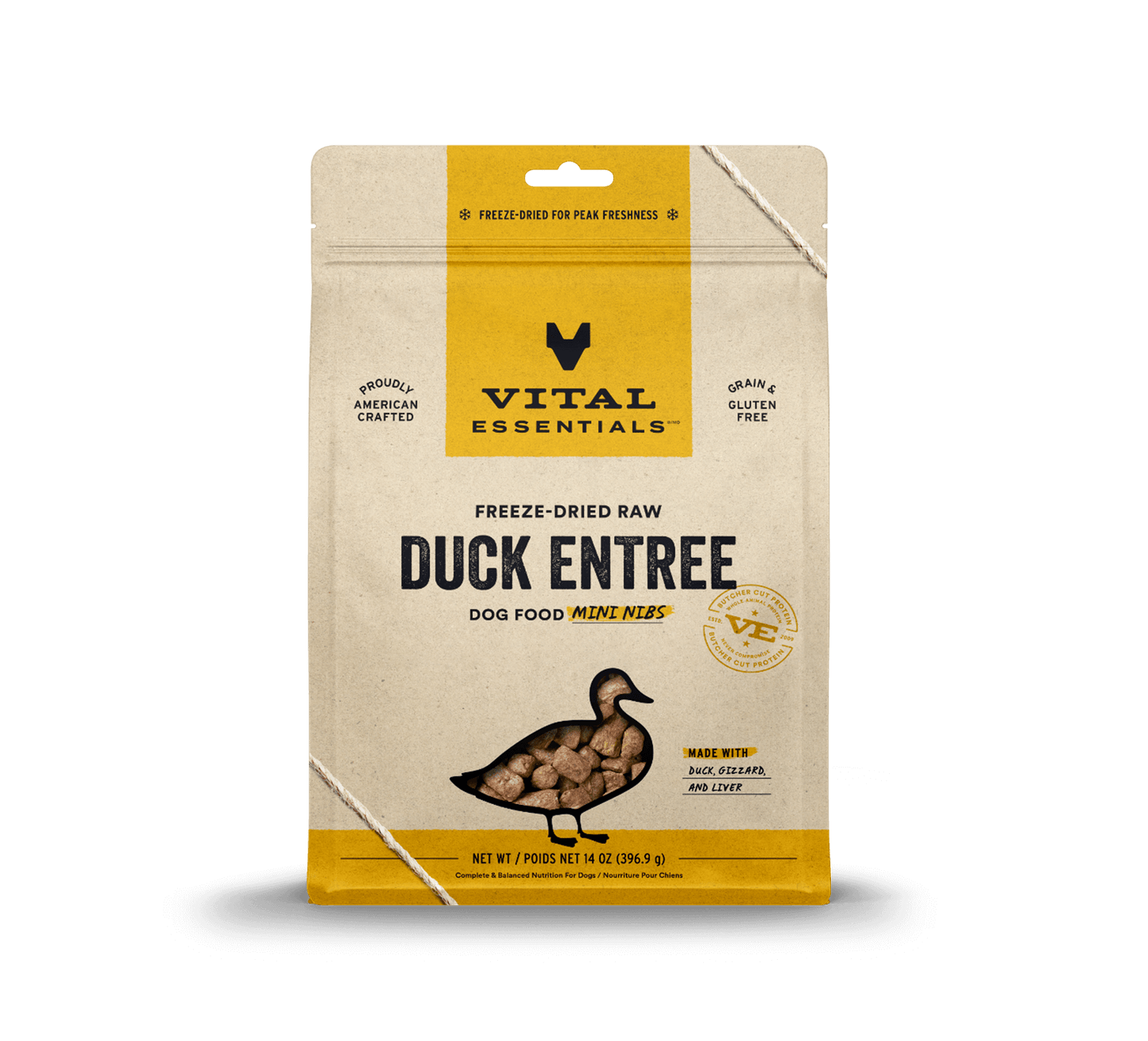 Vital Essentials Raw Duck FD Dog Food Mini Nibs 14 oz