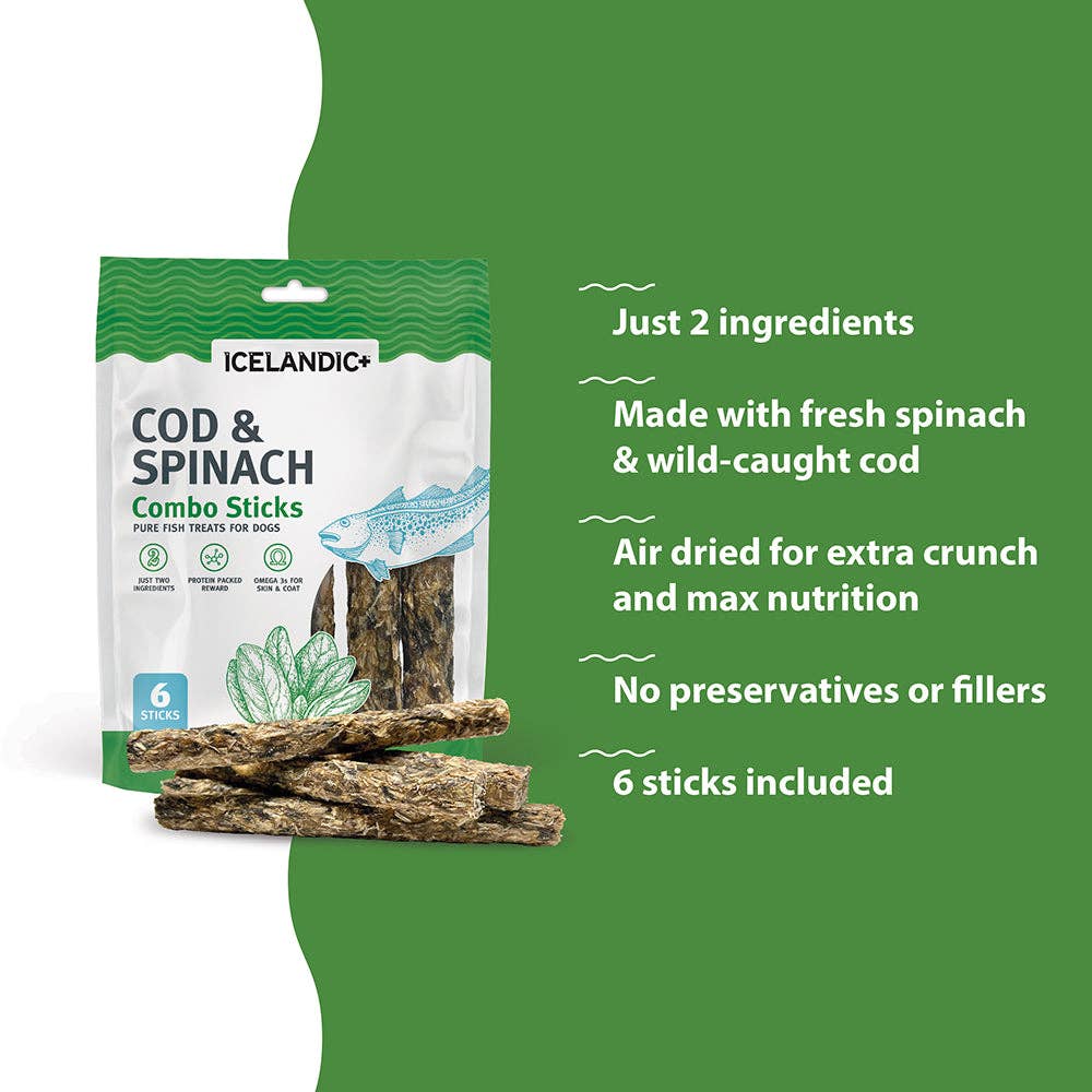 Icelandic+ Cod & Spinach Combo Sticks Dog Treats