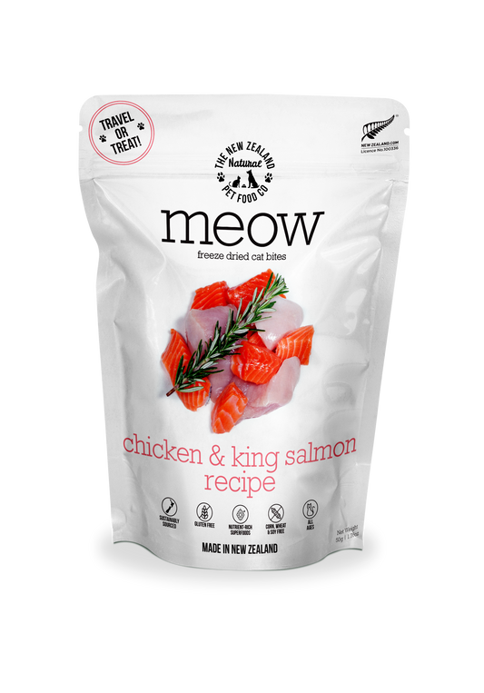 Meow Chicken & King Salmon Freeze Dried Cat Food: 1.76oz