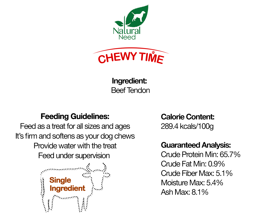 Chewy Time - All Natural, Grass-Fed & Free-Range Beef Tendon
