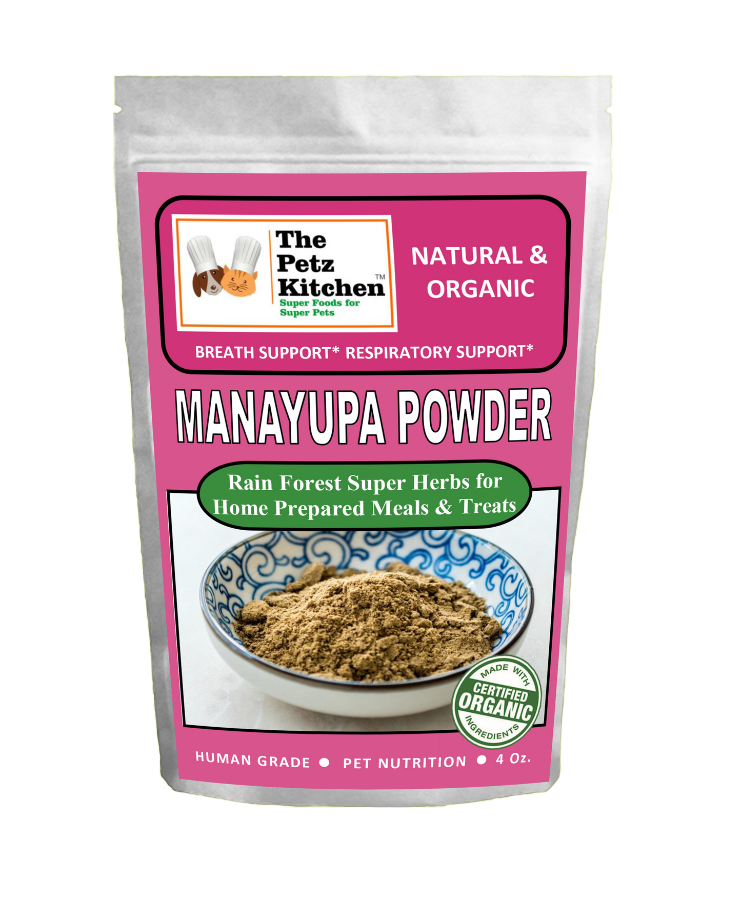 Manayupa Powder - Breath Support & Respiratory Support* the Petz Kitchen for Dogs & Cats*: Manayupa 2 Oz. Nutritional Shaker