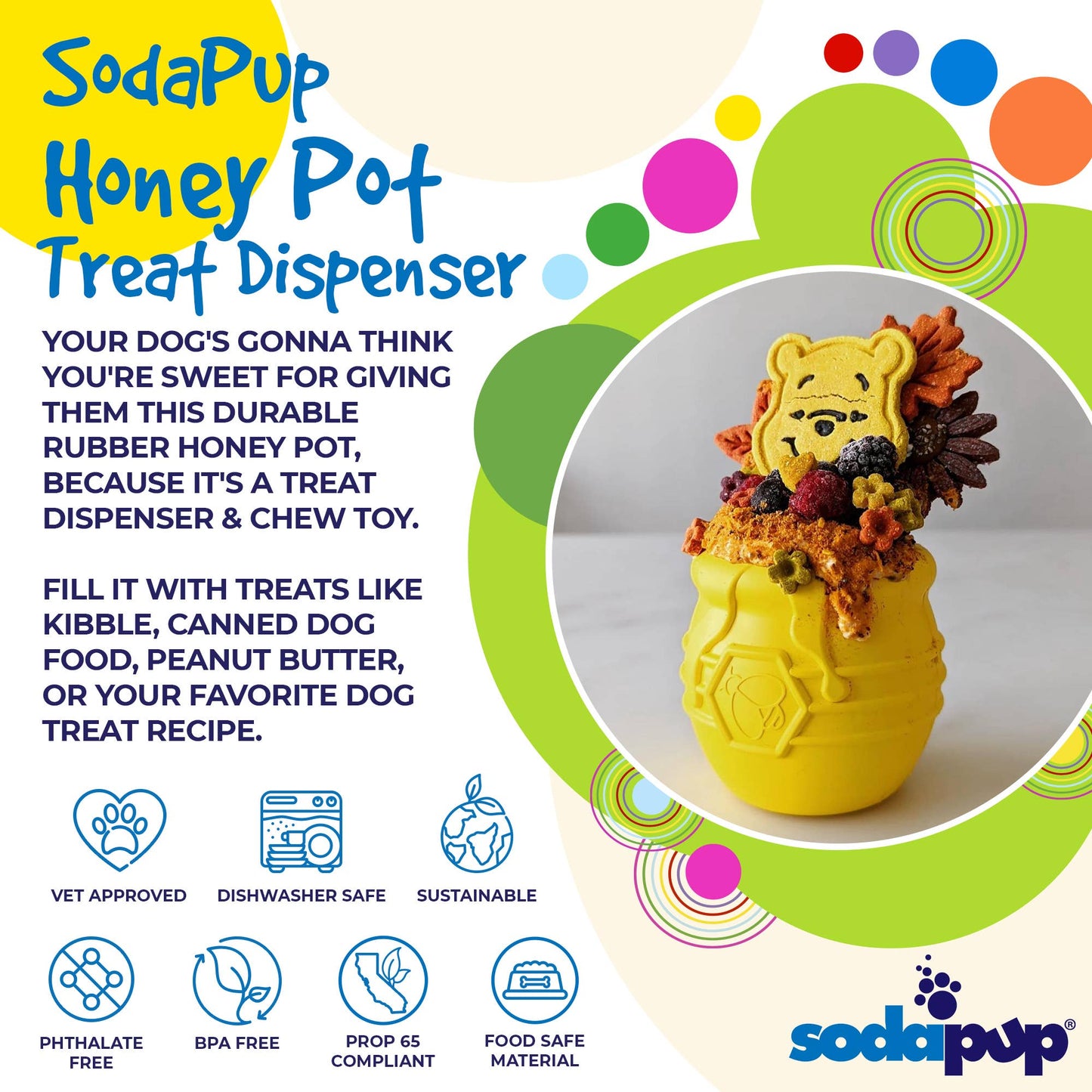 Large PUP-X Honey Pot Treat Dispenser: Blue