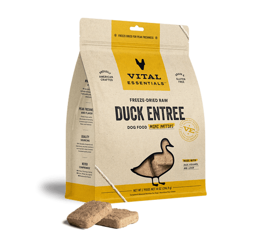 Vital Essentials Raw Duck FD Dog Food Mini Patties 14 oz