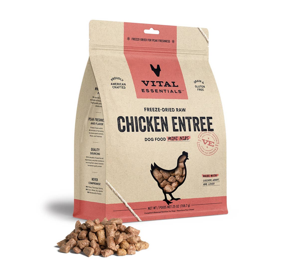 Vital Essentials Raw Chicken FD Dog Food Mini Nibs 25 oz