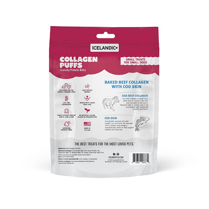 Icelandic+ Beef Collagen Puffs w/ Cod Skin Small Dogs 1.3-oz: 1.3-oz Bag