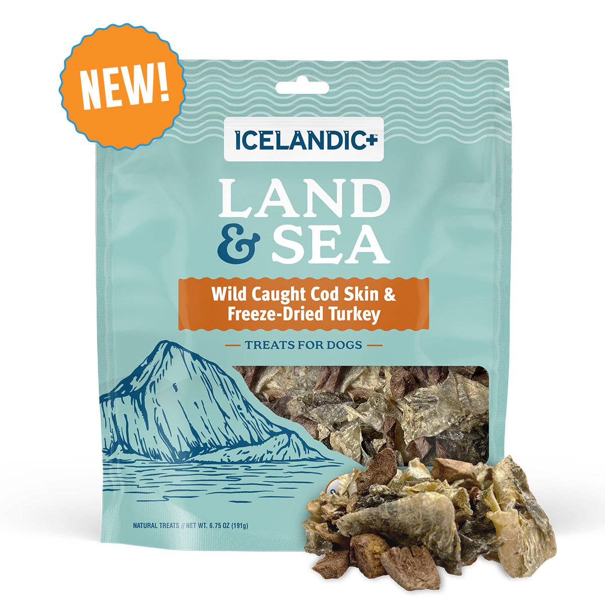 Icelandic+ Land & Sea Cod Skin & Freeze-Dried Trky Dog Treat: 2.4 oz