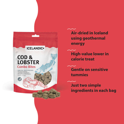 Icelandic+ Cod & Lobster Combo Bites Fish Dog Treat 3.0-oz: Default Title