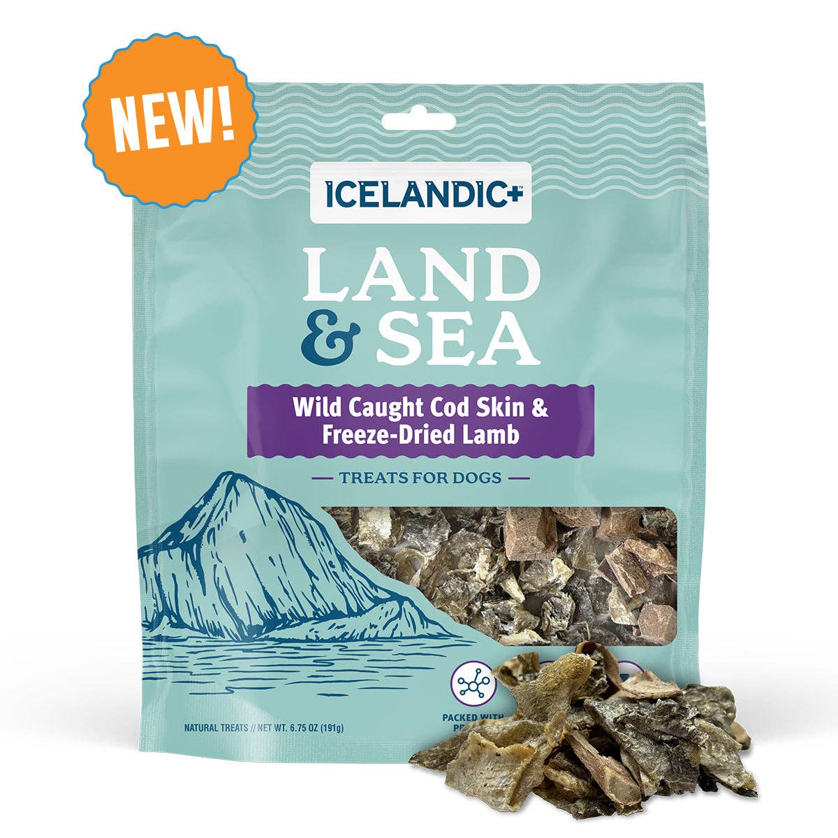 Icelandic+ Land & Sea Cod Skin & Freeze-Dried Lamb Dog Treat: 2.4 oz