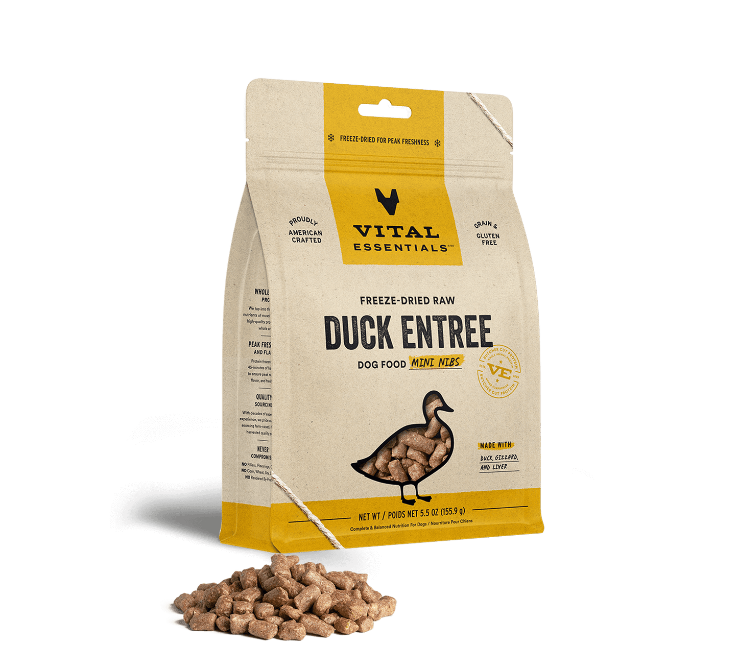 Vital Essentials Raw Duck FD Dog Food Mini Nibs 5.5 oz