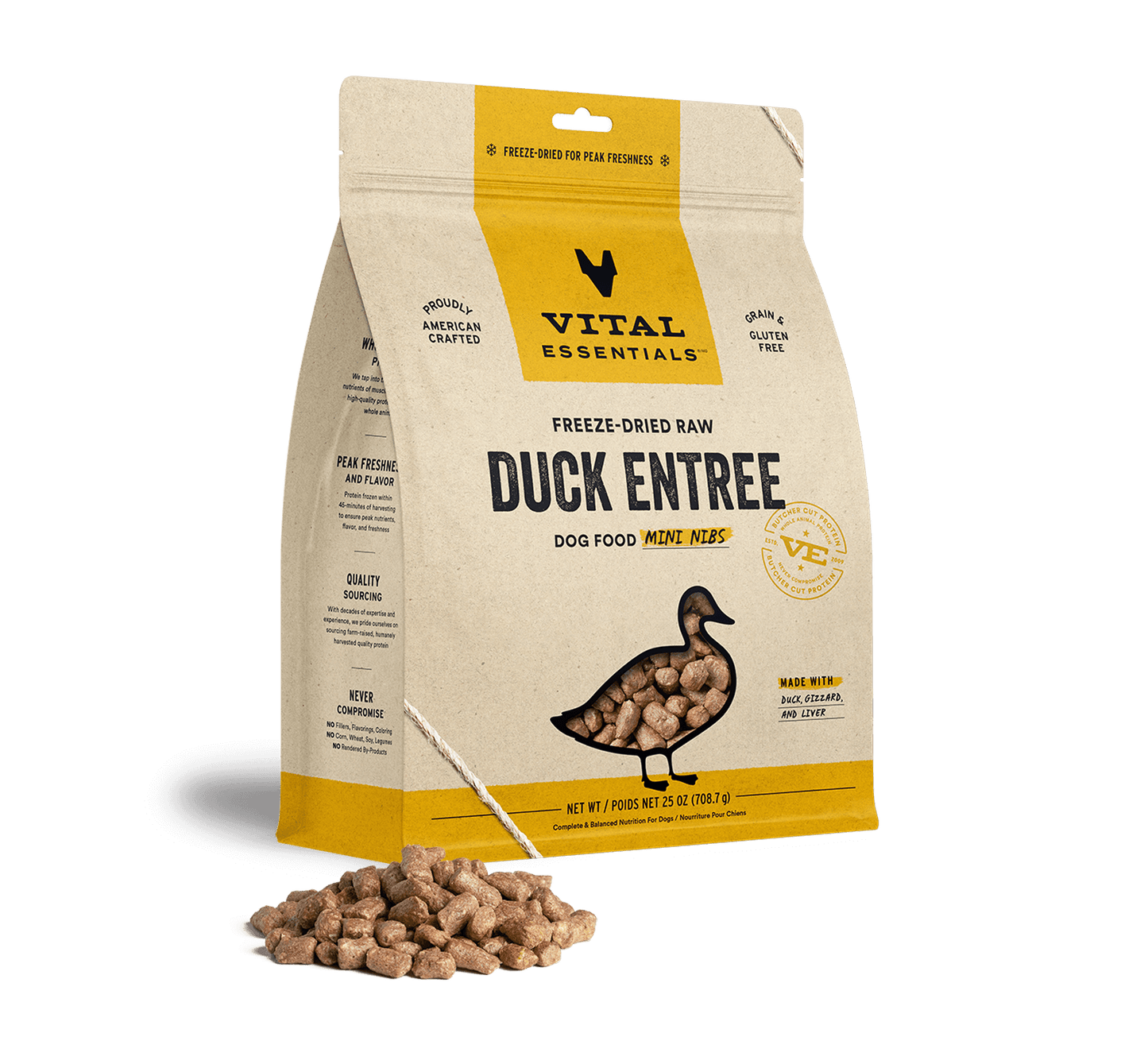 Vital Essentials Raw Duck FD Dog Food Mini Nibs 25 oz